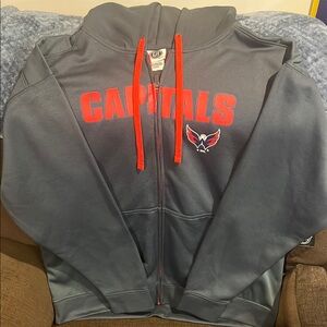 🔥🔥SALE🔥🔥Official NHL Team Gear Gray Washington Capitals Full Zip Hoodie.